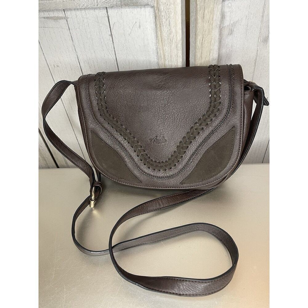 Amelie Galanti Medium Brown Chocolate Flap Zip Crossbody Bag Purse